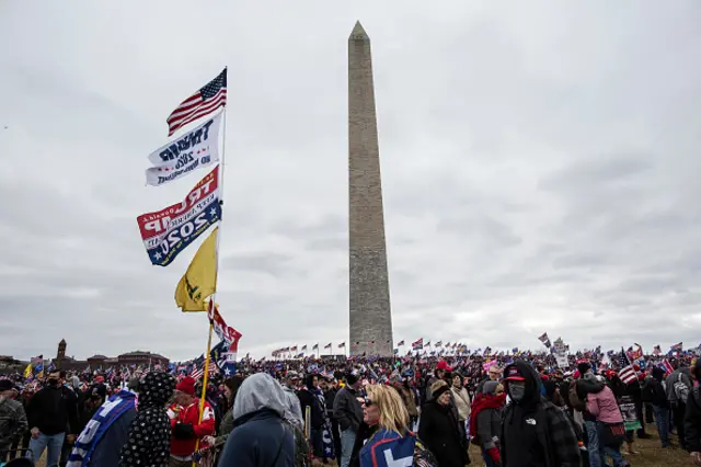 Trump supporters gather for the "Stop the Steal" rally at Washington Monument.