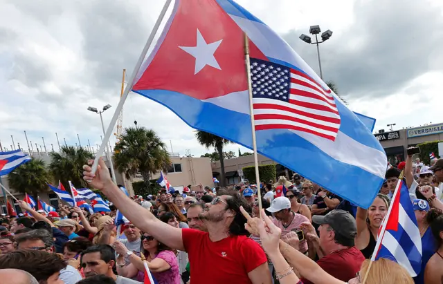 US and Cuban flags