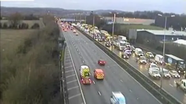 Queue on the M1 in Leicestershire