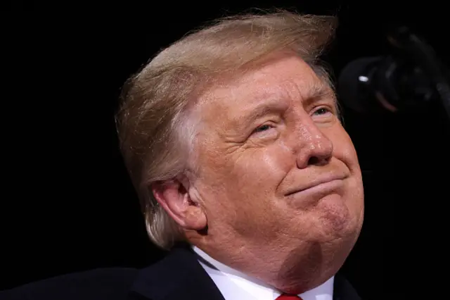 US President Donald Trump speaks during a Republican National Committee Victory Rally at Dalton Regional Airport January 4, 2021 in Dalton, Georgia