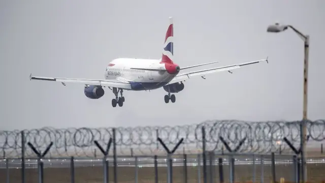 Plane landing at airport