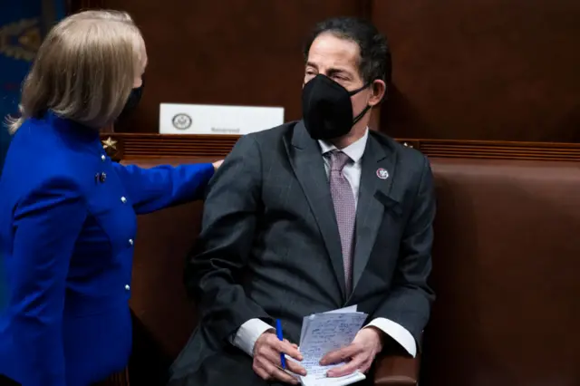 Raskin pictured in Congress on Wednesday after the session resumed to confirm the electoral college results