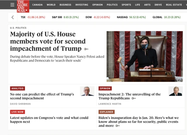 Globe and Mail home page