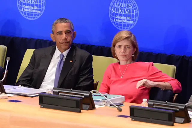 Samantha Power seen with President Barack Obama