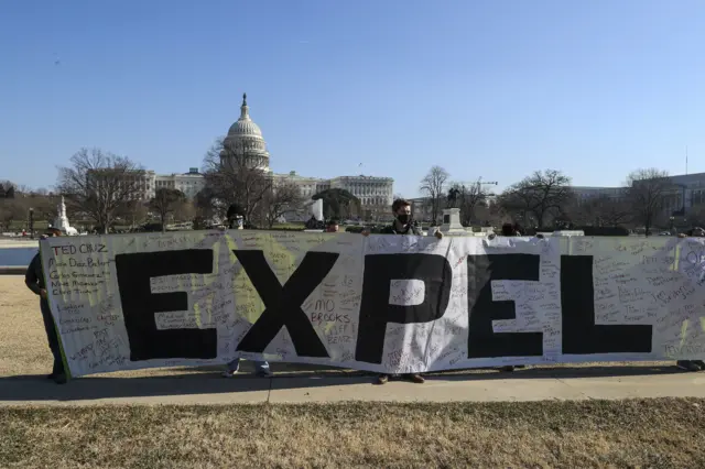 Anti-Trump protesters outside the Capitol