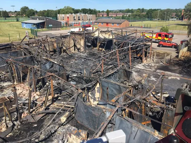 Fire damage at Harrington School