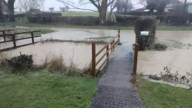 Flood water at Swaton village