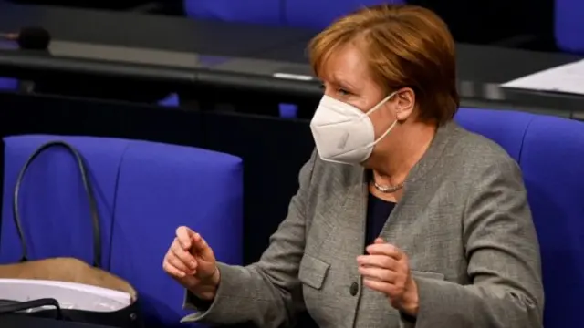 German Chancellor Angela Merkel during a session of the German parliament "Bundestag" in Berlin, Germany, 13 January 2021