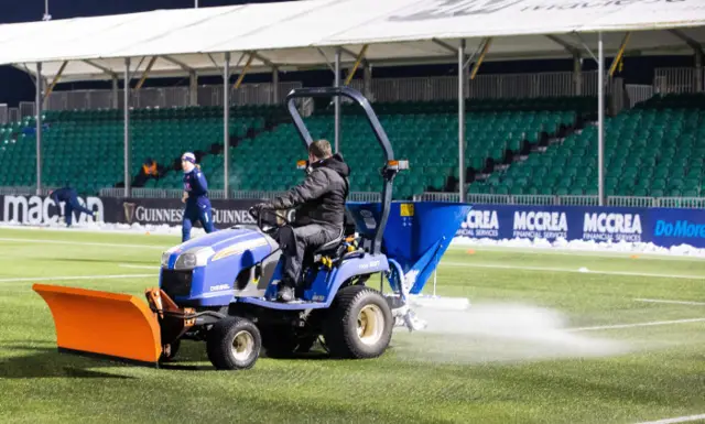 The artificial pitch at Scotstoun was partially frozen last week, making scrummaging difficult