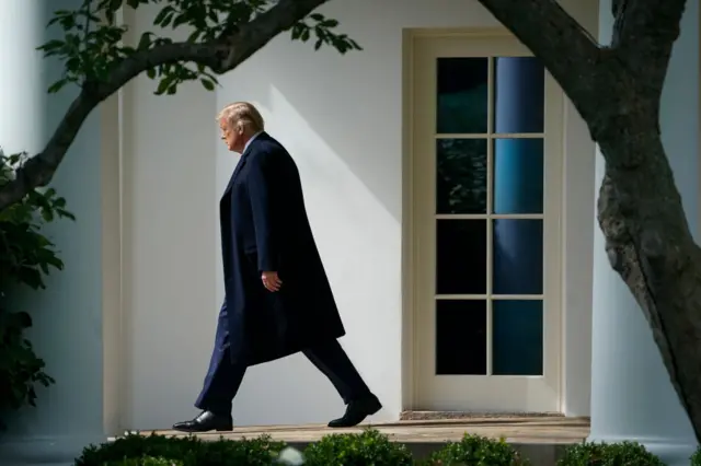 President Trump leaves the White House