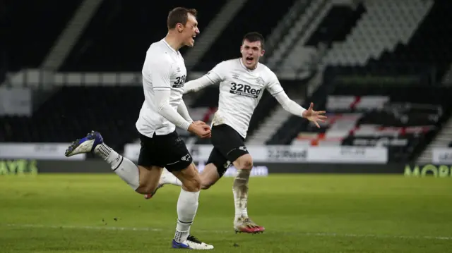 Derby celebrate goal