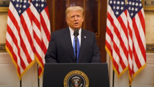 Donald Trump in his farewell address video