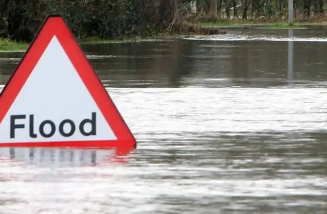 Submerged flood sign