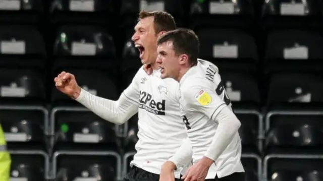 Derby celebrate goal