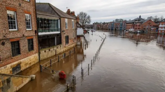 Flooded river in York