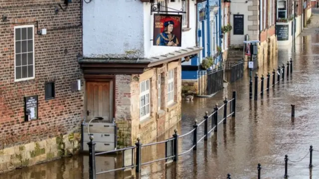 Flooded river in York