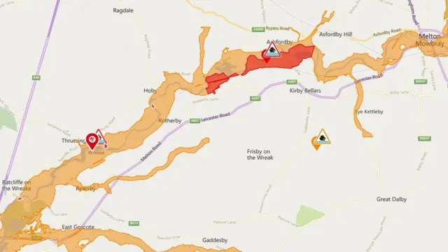 Flood warning for River Wreake in Leicestershire