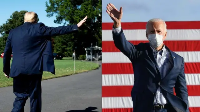 Composite image showing Donald Trump (left) and Joe Biden