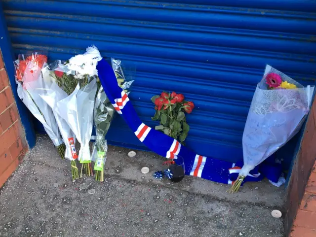 Flowers outside Ibrox