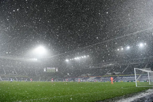 Snow at the Hawthorns