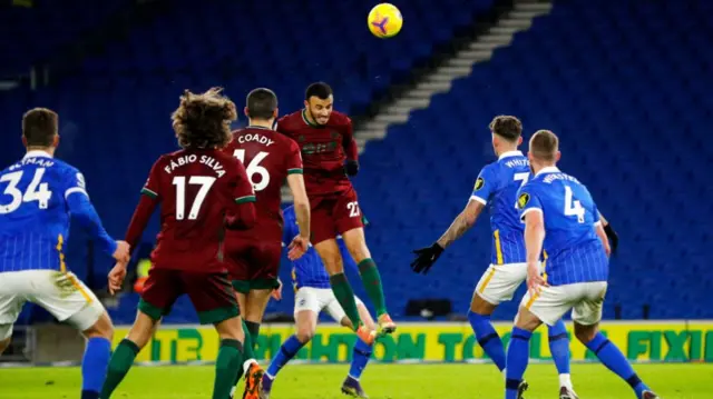 Romain Saiss scores for Wolves