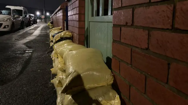 Sandbags outside the house