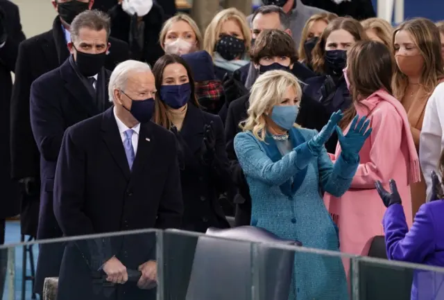 U.S. President-elect Joe Biden and his wife Jill Biden arrive for the inauguration