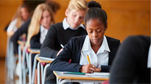 A file image of pupils sitting exams