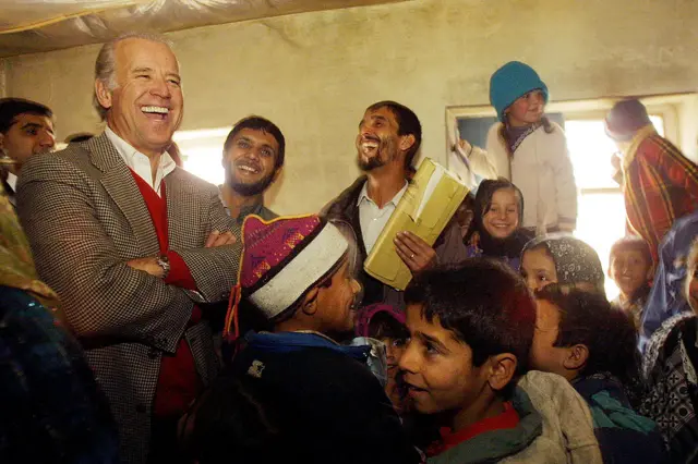 Biden visits a Kabul school in 2002 when he was Chairman of the Senate Foreign Relations Committee