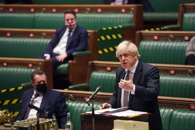 Boris Johnson at PMQs on 13 January