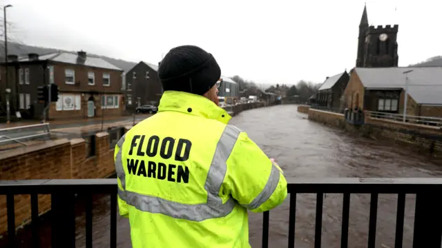 A flood warning in Mytholmroyd