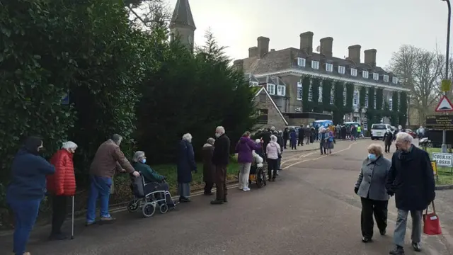 Queue for vaccines