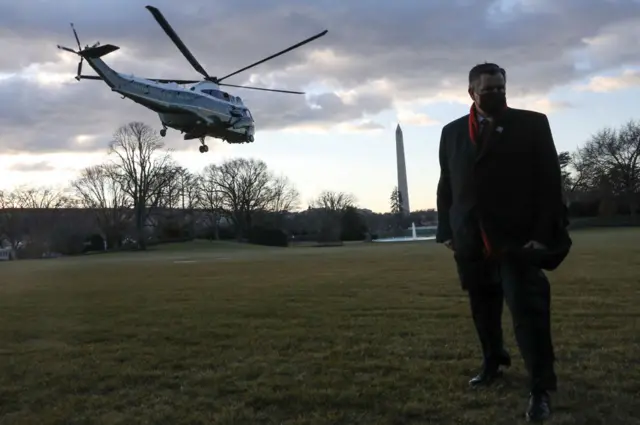 Trump's helicopter takes off from White House lawn