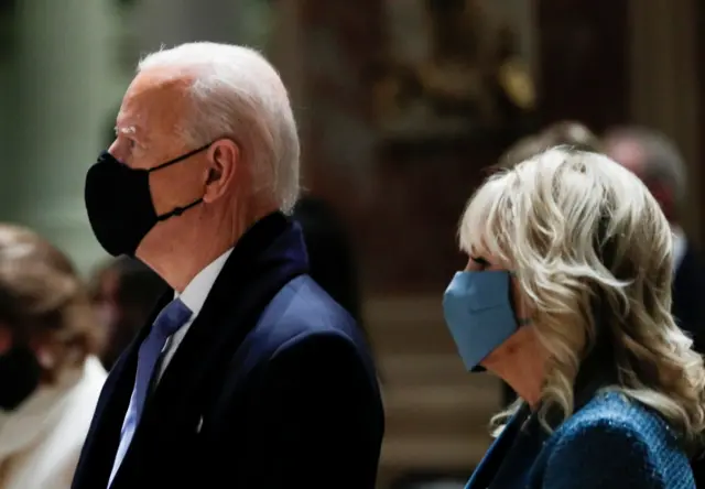 Joe Biden pictured in church with Jill Biden