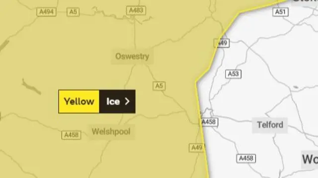 Area covered by weather warning