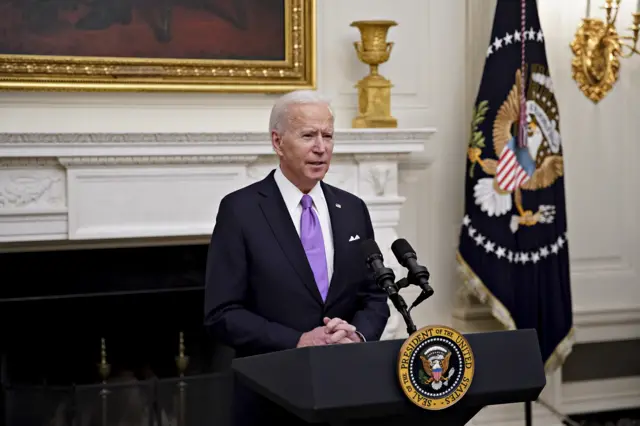 Joe Biden speaking at his Covid presser