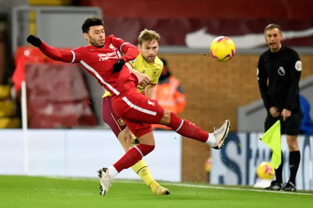 Burnley's Charlie Taylor and Liverpool's Alex Oxlade-Chamberlain