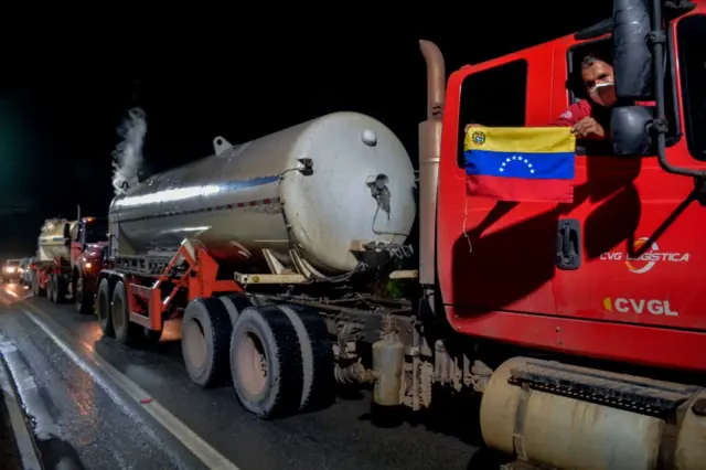 Venezuelan truck drivers responding to the urgent call for help from Manaus in Brazil