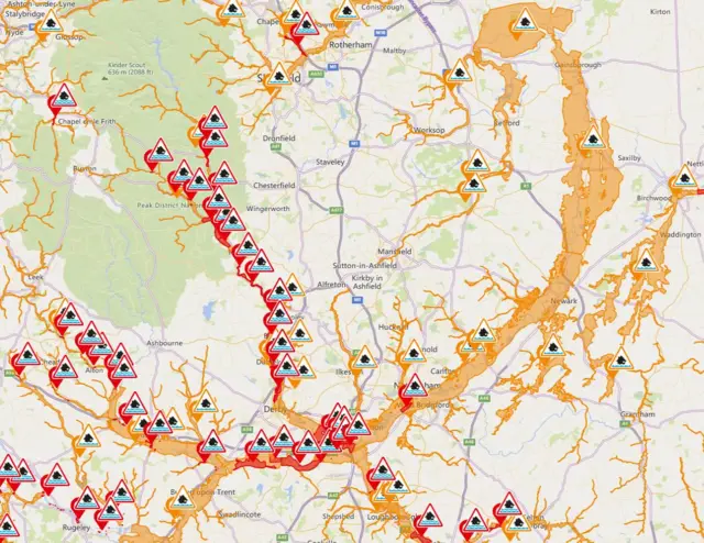 Map of flood alerts