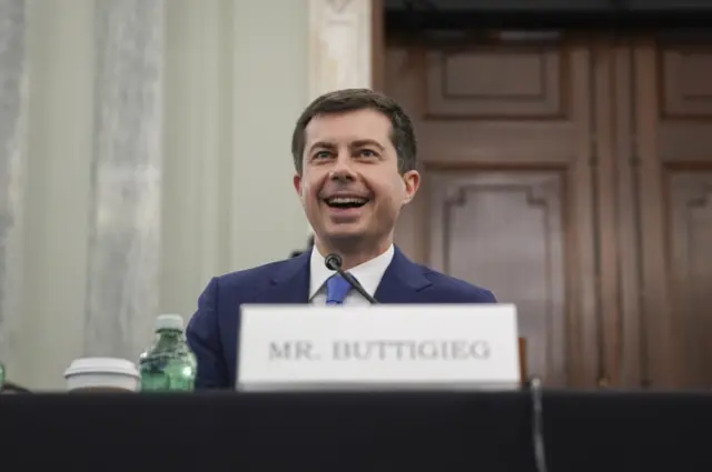 Pete Buttigieg testifies before a Senate committee in Washington DC. Photo: 21 January 2021