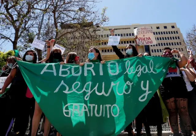 Pro-choice protesters in Chile