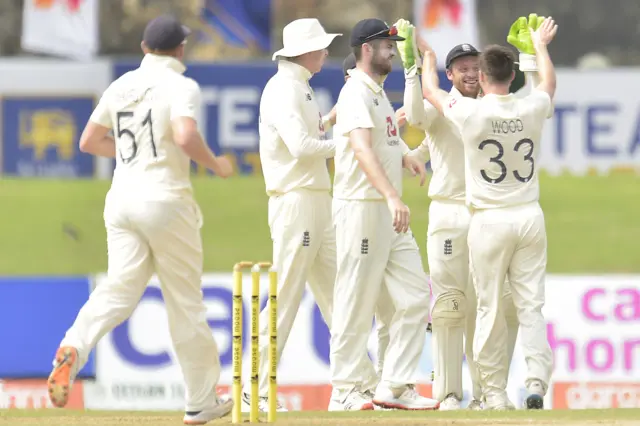 Mark Wood celebrates wicket