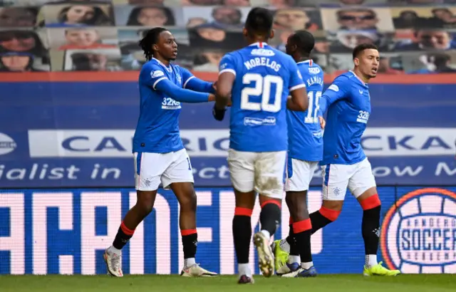 Joe Aribo celebrates his stunning effort