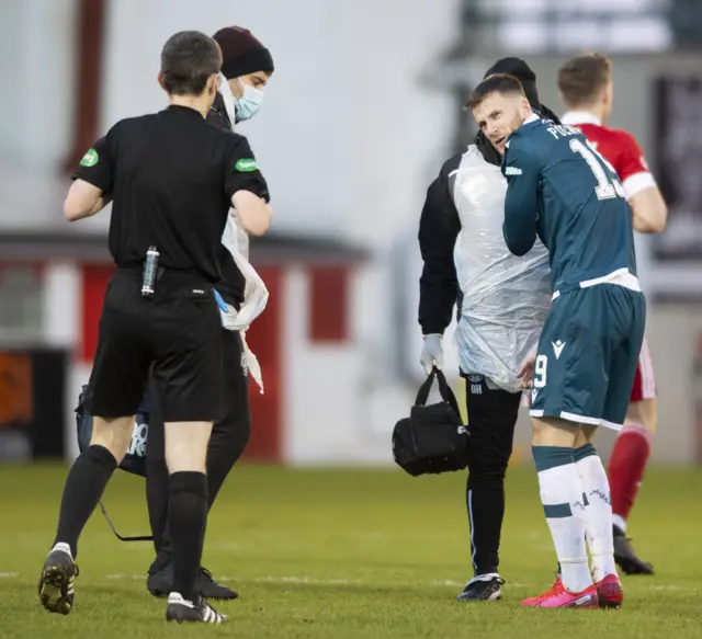 Liam Polworth was sent off early in the second half for Motherwell