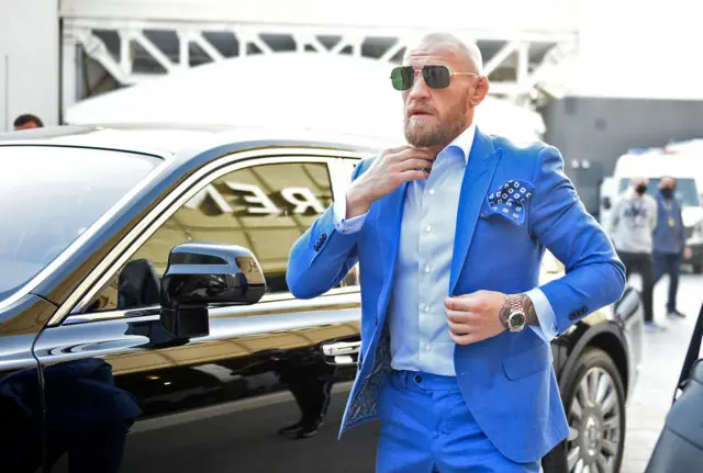 Conor McGregor arrives at the Etihad Arena