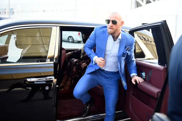 Conor McGregor arrives at the Etihad Arena