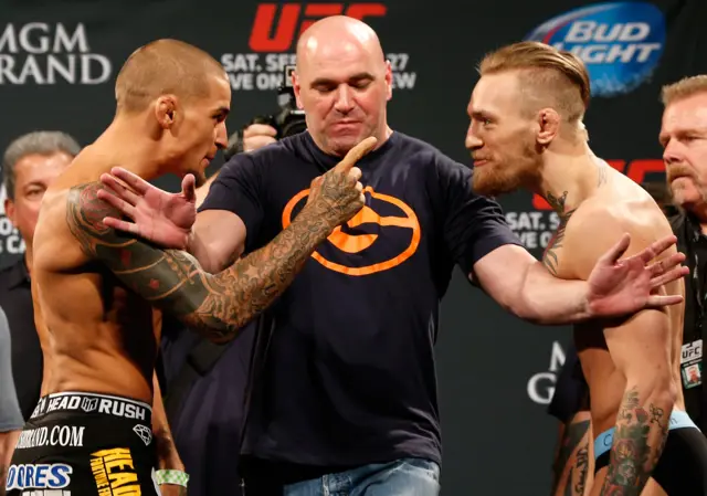 Dustin Poirier and Conor McGregor in 2014