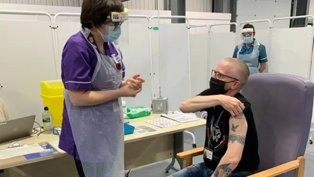 Jab being given at the Stoke-on-Trent site