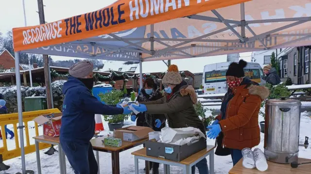 Food being distributed