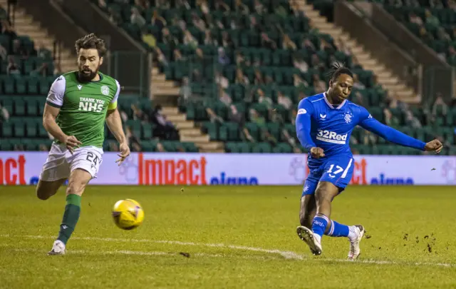 Joe Aribo tries his luck with a shot from the edge of the box